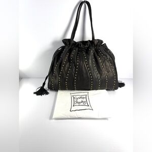 Cynthia Rowley Black Leather Studded Shoulder Bag